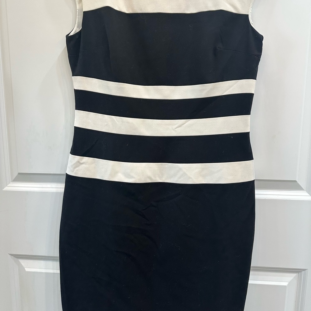 Elegant Black and White Striped Dress